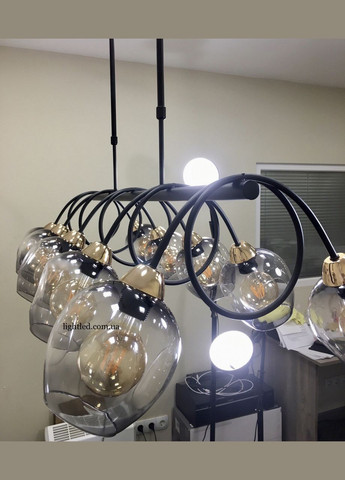 Чорна люстра планка на 10 ламп Molecule (52-L7915-10 BK+BK) No Brand (370069552)