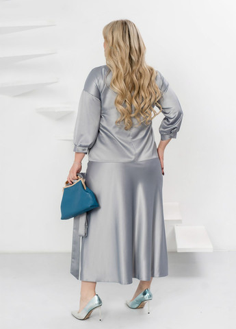 Шелковый юбочный костюм женский (блуза + юбка) No Brand (369560234)