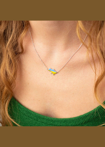 Колье Карта Украины в белом золоте (голубая и желтая эмаль) кол02333 42 Oniks (307840498)