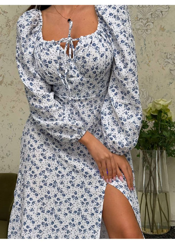 Білий повсякденний жіноча муслінова сукня з квітами Україна з квітковим принтом