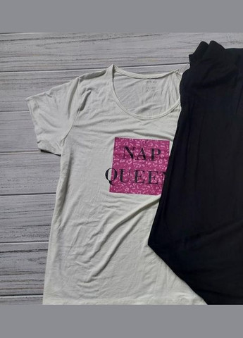 Черно-белая всесезон пижама из вискозы для женщин футболка + брюки Esmara піжама