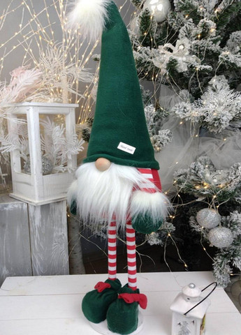 Іграшка новорічна Скандинавський гном Бородач 40см в Зеленій шапці Новорічний ельф Різдвяна лялька More Гном Новогодний (313110473)
