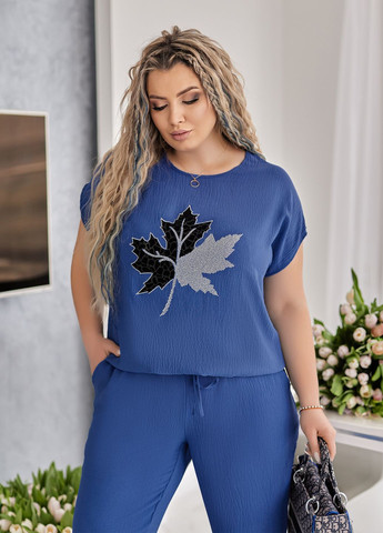 Костюм женский летний со стразами No Brand (324692288)