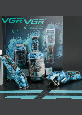 Набор для стрижки аккумуляторный 3в1 со сменными насадками LED-индикатор (2390000032) VGR V-645 (342392595)