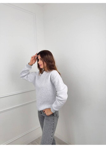 Сірий жіночий світшот оверсайз з написом MonCher (369000827)