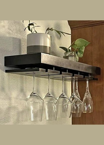 Полка для бокалов из дерева Джордан венге (ОБС-003812) No Brand (327426458)