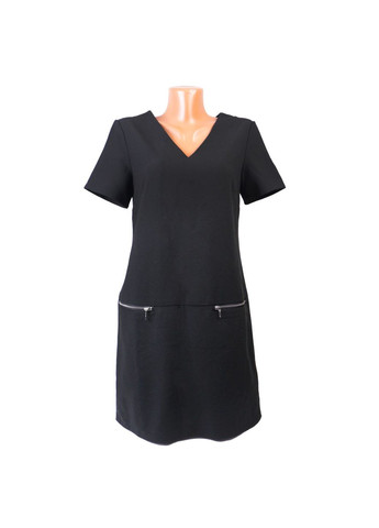 Черное кэжуал женское платье с коротким рукавом s 42 черный Kiabi