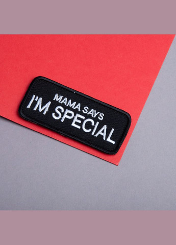 Набір шевронів 2 шт з липучкою "Mama says I am special" 4x9 см "Мама каже, я особливий" вишитий патч шеврон IDEIA (313236619)