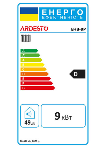 Настенный одноконтурный электрический котел с насосом, EHB9P Ardesto