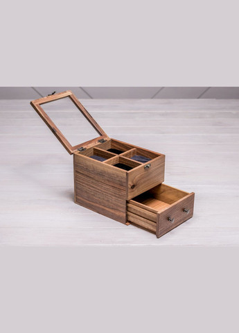Коробочка для годинників зі скляною кришкою з ящиком 4 EcoWalnut (295266104)