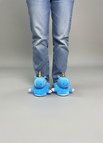 Капці іграшки єдиноріг домашні для підлітків та дорослих блакитні плюшеві Lalapka (370204940)