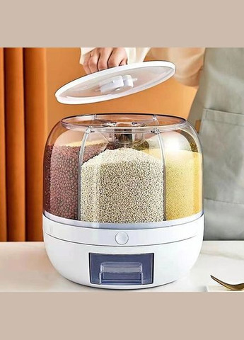 Органайзер для круп, диспенсер для сыпучих продуктов, вращающийся на 6 отделений, круглый с дозатором No Brand (303429424)