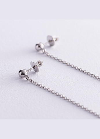 Срібні сережки - пусети Кульки на ланцюжку 40018 Oniks (264022603)