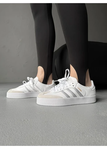 Білі кросівки чоловічі adidas samba platform white адідас самба білі демісезон No Brand