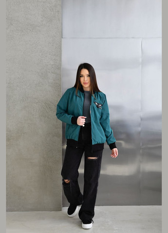 Зеленая женская куртка бомбер цвет морская волна р.48/50 450749 New Trend