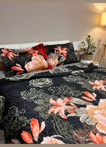 Стеганое покрывало с наволочками на большую кровать с кружевом евроразмер К50041 (К5004-1) No Brand (306634110)