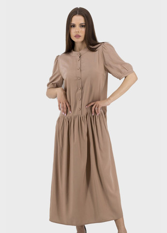 Бежевое кэжуал женское платье tell (, ), 39511 No Brand однотонное