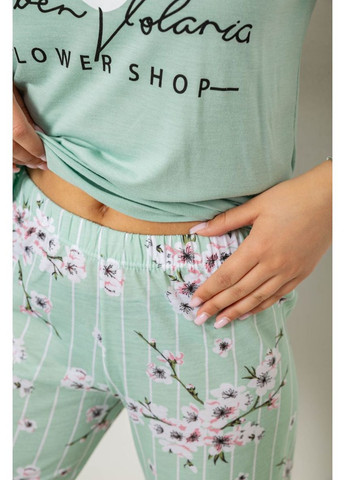 М'ятна всесезон піжама жіноча з принтом, колір м'ятний, 243r10279 Le'Maries