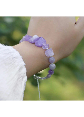 Браслет натуральный Аметист Лавандовый, Циркон, гип-ный сплав цвет серебро d-12-9-8-6-4-3-2мм+- обхват 18-23см No Brand Браслет (362695406)