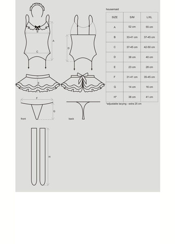 Еротичний костюм покоївки зі спідницею Housemaid 5 pcs costume,, топ з пі Obsessive (297516679)