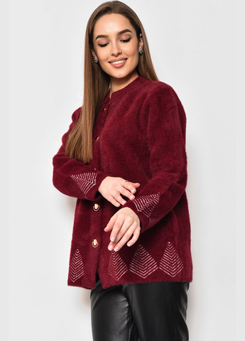 Бордовый демисезонный кардиган женский альпака бордового цвета пуловер Let's Shop