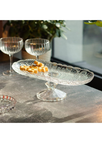 Ваза для фруктов стеклянная на ножке 33.5х15х10 см овальная Yiwu (360454744)