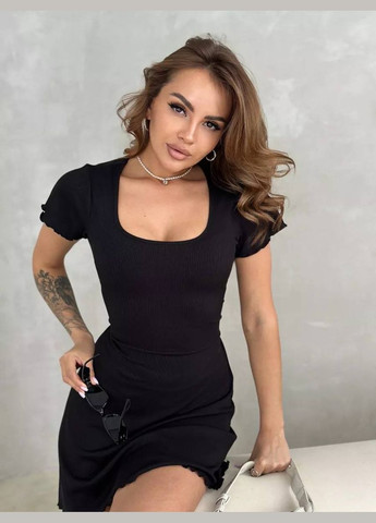 Черное повседневный платье женское Гермес однотонное