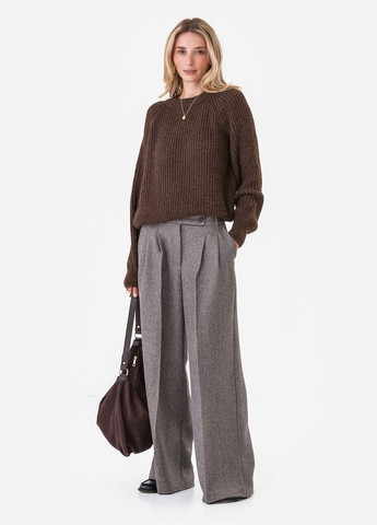Коричневый свободный свитер крупной вязки SVTR