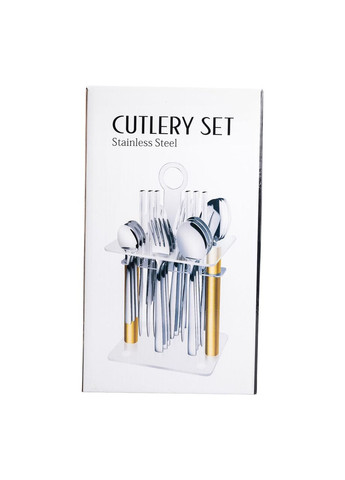 Набір столових приладів на 6 персон 24 шт з дерев'яними ручками для сервірування столу ProDobro (364191714)