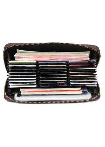 Вместительная кожаная визитница с молнией для визиток и телефона черная (sku_14605) No Brand (330012825)