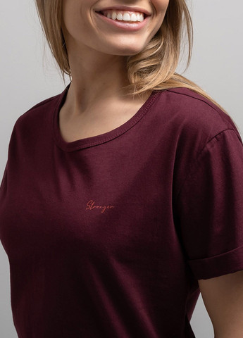 Бордовая летняя футболка женская 102574 Power