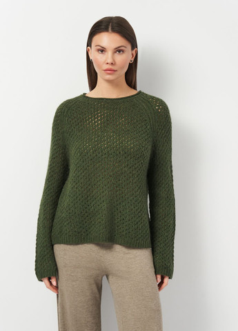 Зелений демісезонний светр в складі з вовною Massimo Dutti