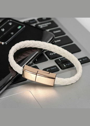 Плетений шкіряний браслет із кабелем USBType-C Коричневий No Brand (276976246)