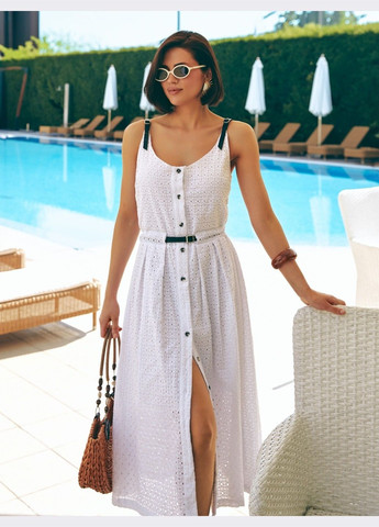 Білий кежуал сукня білого кольору з прошви з ґудзиками Dressa однотонна