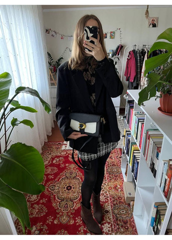 Женская сумка черного и белого цвета с двумя ремешками из эко кожи No Brand (363262648)