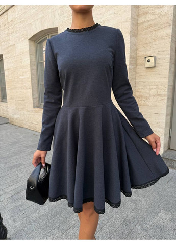 Темно-синее праздничный, повседневный, деловое, кэжуал женское платье елегантное а-силуэт Style Point однотонное