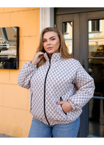 Бежева демісезонна куртка жіноча демісезонна з принтом No Brand