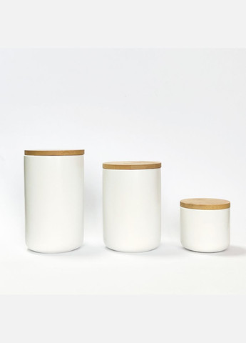 Ємність для зберігання MY HOME 260 мл Біла з деревом (KP-13 S WHITE/WOOD) MVM (301002163)