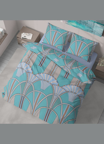Постільна білизна, Поплін, Блакитний із Сірим, Двоспальний, L-2042 Lelit (316632537)