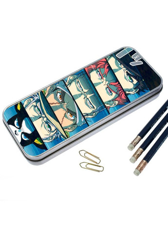 Пенал школьный для мальчика и девочки металлический Невероятные приключения ДжоДжо #011 7*18 см Silver No Brand (309157265)