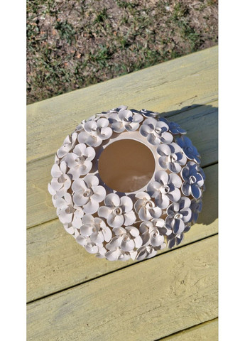 Настольная керамическая ваза для цветов Ирида шар с цветами ручной лепки бежевая No Brand (362669747)