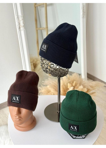 Шапка жіноча, тепла чоловіча шапка Armani Exchange, Шапка армані унісекс Темно-синій No Brand (362917750)