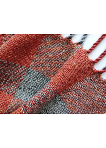 Тканый терракотово-серый твидовый шарф ручной работы в клетку No Brand (365818552)