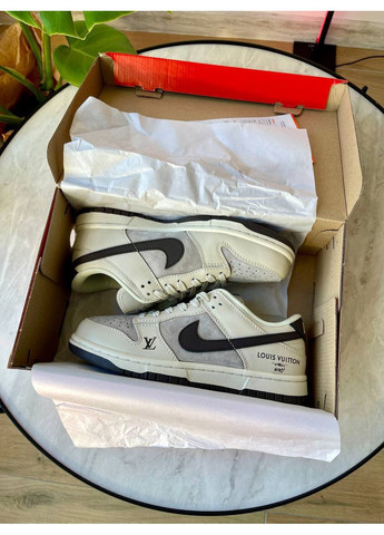 Кроссовки женские и мужские Nike SB Dunk Low x Louis Vuitton grey | Найк сб Данк низкие серые No Brand серые демисезоны (355888606)