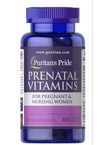 Вітамінно-мінеральний комплекс для вагітних Puritan's Pride Prenatal Vitamins 100 Coated Caplets Puritans Pride (293061865)