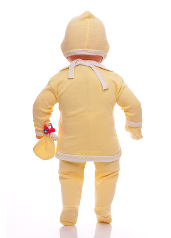 Жовтий комплект для новонародженого у коробці бант трикотажний жовтий 62 см (40208) BABYKROHA