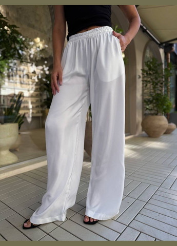 Жіночі легкі шовкові штани молочні No Brand (342741117)