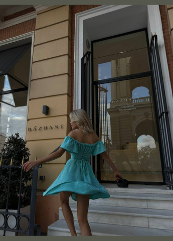 Бирюзовое кэжуал платье N.Family однотонное