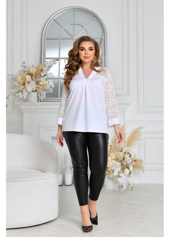 Біла блуза софт+гіпюр,ботал,вкорочений рукав Україна