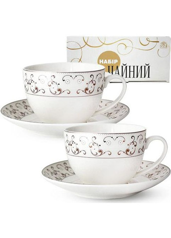Чайний сервіз Carlett фарфоровий на 6 персон 280мл чашки та блюдця для чаю та кави S&T (368986995)